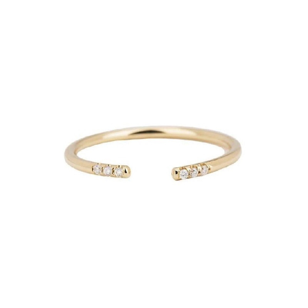 Jennie Kwon Equilibrium Cuff Ring 14k Yellow Gold and Diamonds